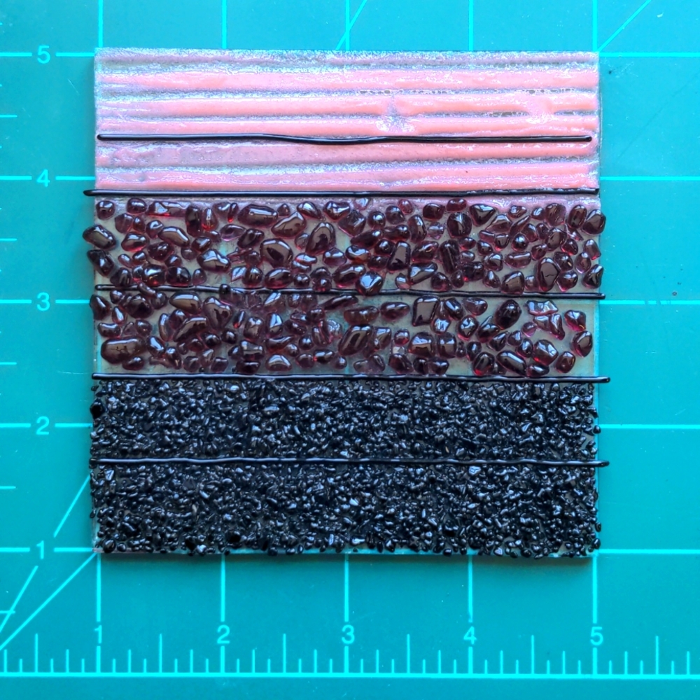 Pink&black fused glass coaster